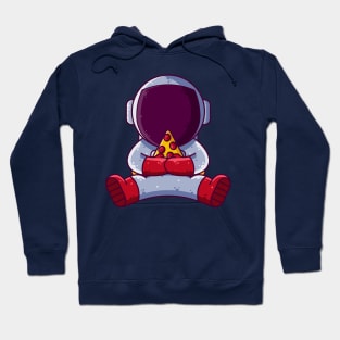 Cute Astronaut Eating Pizza Cartoon Hoodie